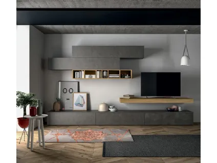 Parete Attrezzata Slim Comp 105 in effetto Resina Dark Grey di Dall'Agnese