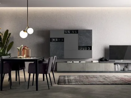 Parete Attrezzata Vitalyty C09B in melaminico Stone Grey di Colombini Casa