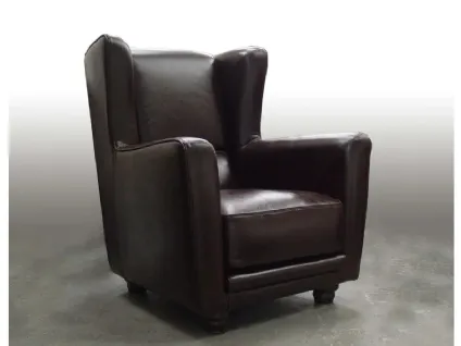Poltrona classica in pelle Kronos di Delta Salotti