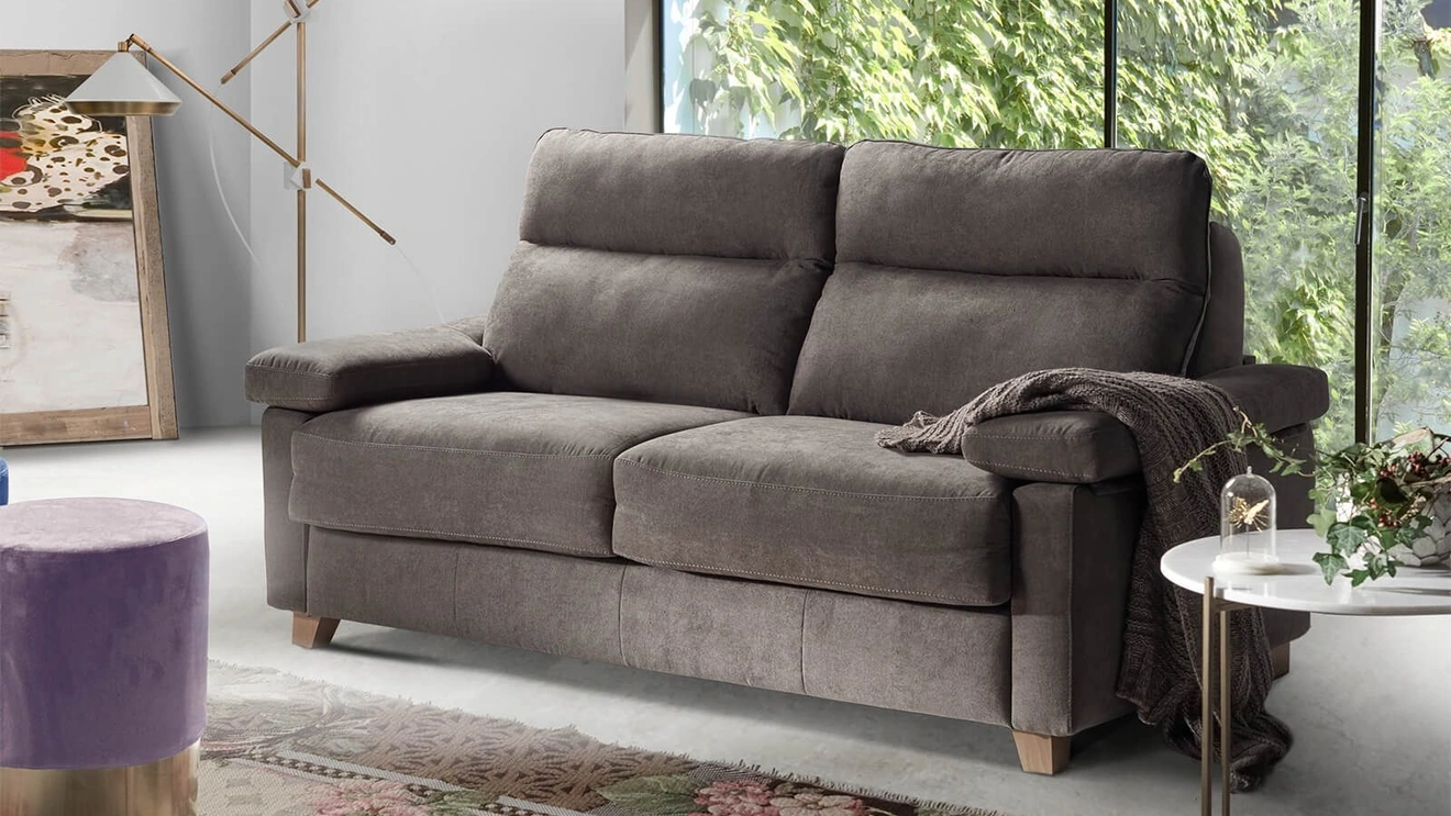 Divano Letto lineare in tessuto con piedi in legno Bogart di Vitarelax