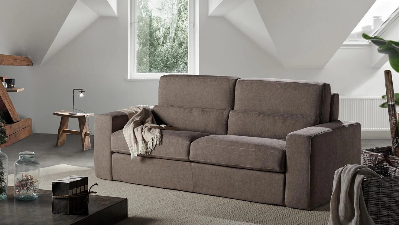 Divano Letto lineare in tessuto imbottito Shaila di Vitarelax