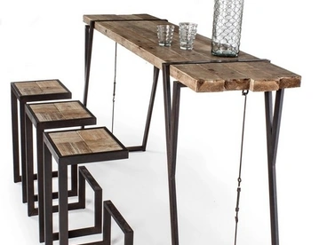 Sgabello in legno e metallo Blocks di Bizzotto