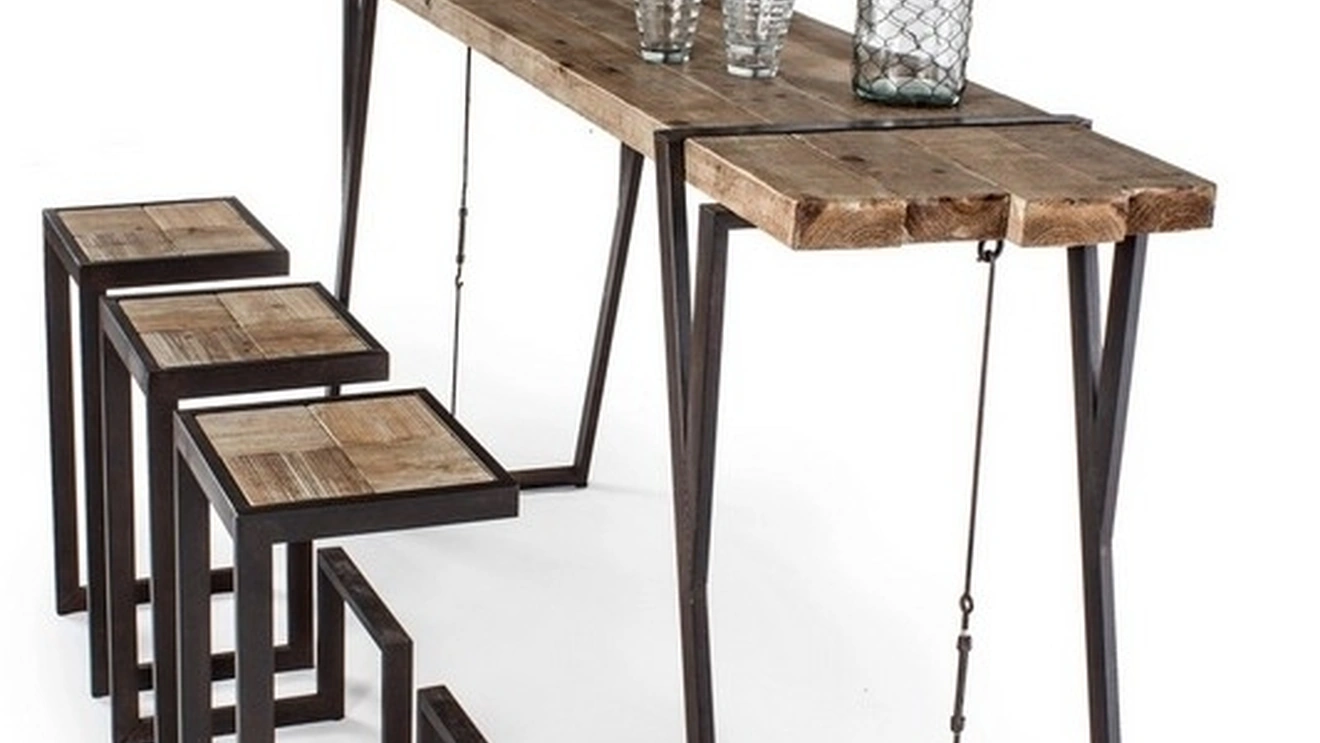 Sgabello in legno e metallo Blocks di Bizzotto