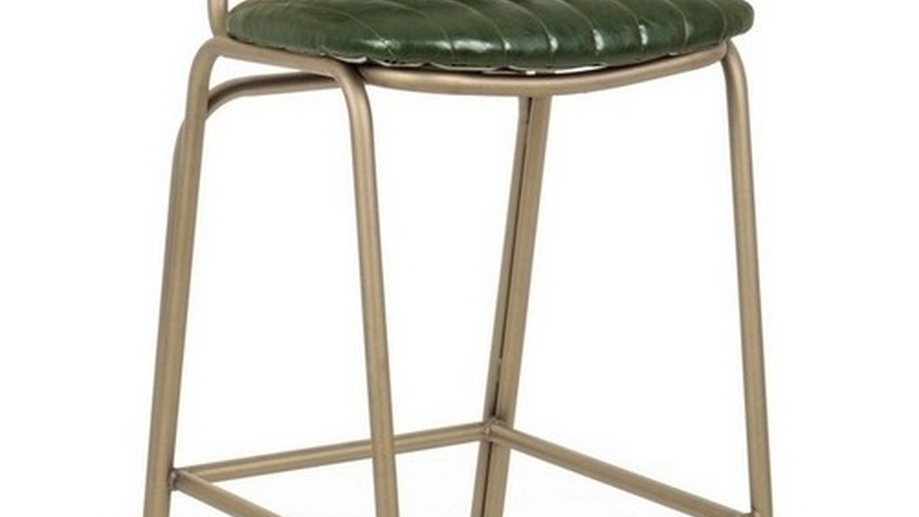 Sgabello Addy in ecopelle verde scuro di Bizzotto