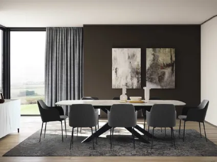 Tavolo con piano in marmo e base in metallo Bliss di Febal