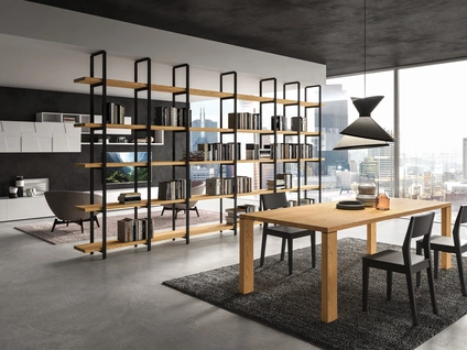 Tavolo in legno finitura Oak con profilo dritto Ego di FGF Mobili