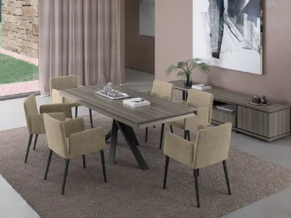 Tavolo allungabile in nobilitato Eucalipto argento con struttura in laccato opaco Grigio nero Kris di Febal