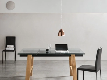 Tavolo allungabile Felix in vetro di Maronese