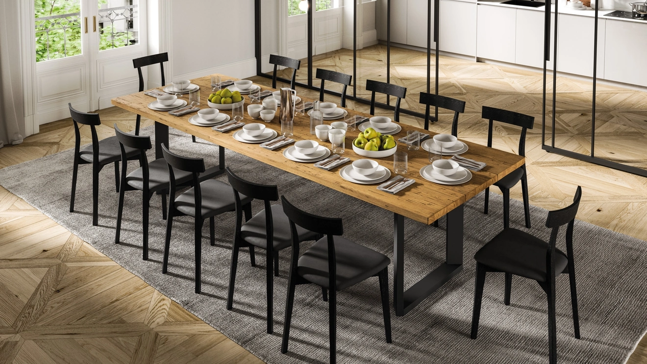 Tavolo Bridge in legno finitura Groove di FGF Mobili