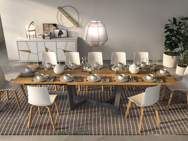 Tavolo Rio estensibile in legno con base in metallo di FGF Mobili