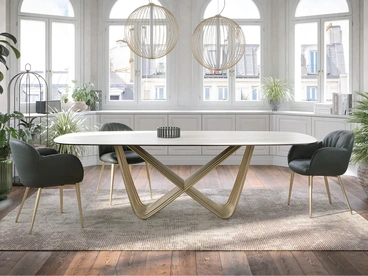 Tavolo Tenso con top in gres travertino di Tonin Casa