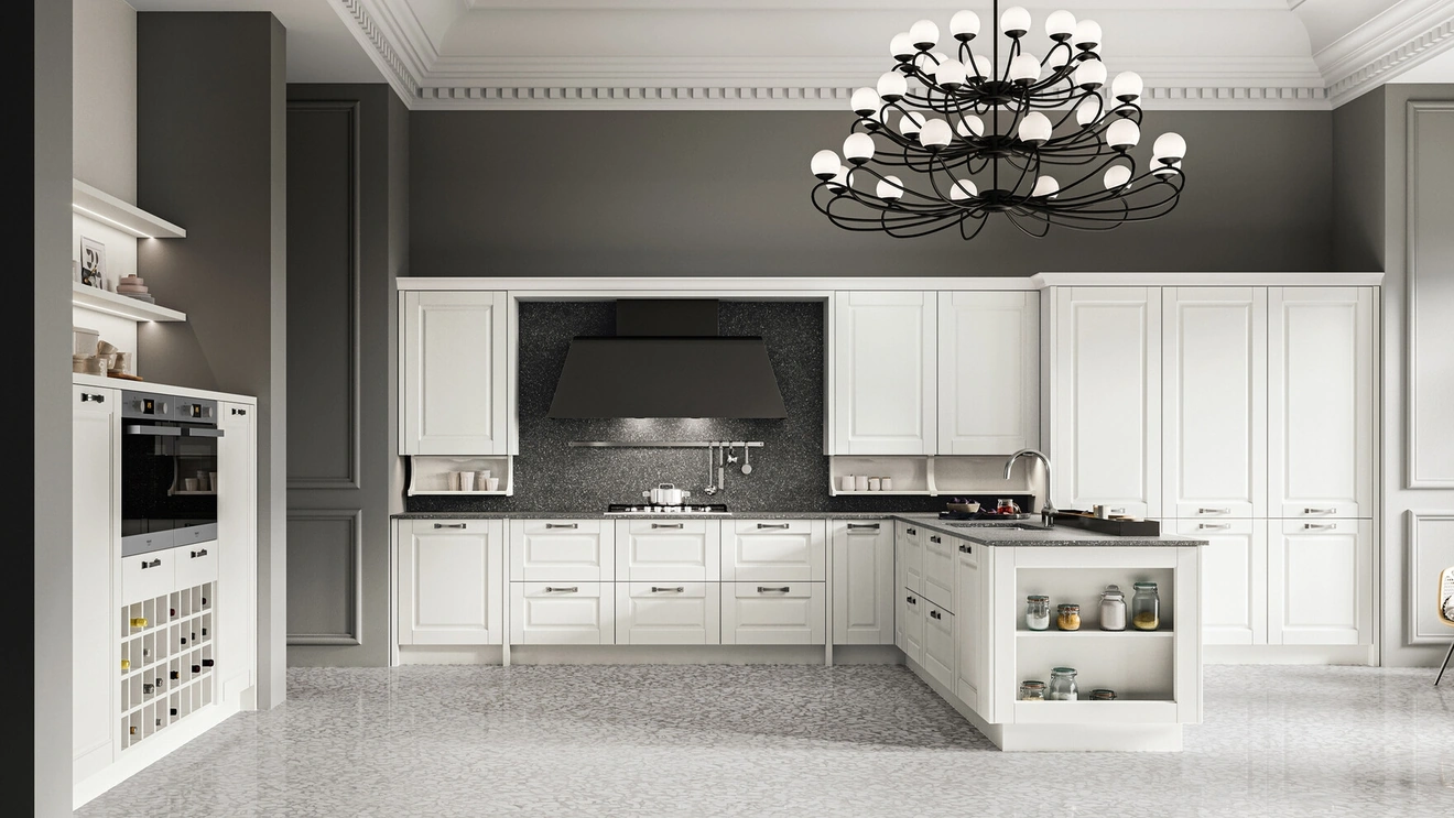 Cucina Classica in laccato a poro aperto con penisola Asolo di Arredo3