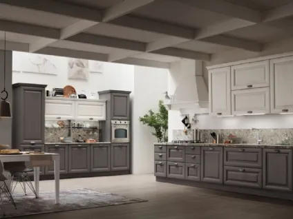 Cucina Classica lineare Lola in Grigio Antracite e Bianco Gesso di Arrex