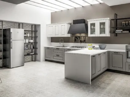 Cucina Classica angolare Nora in legno laccato Decapé Orione e Gesso di Arrex