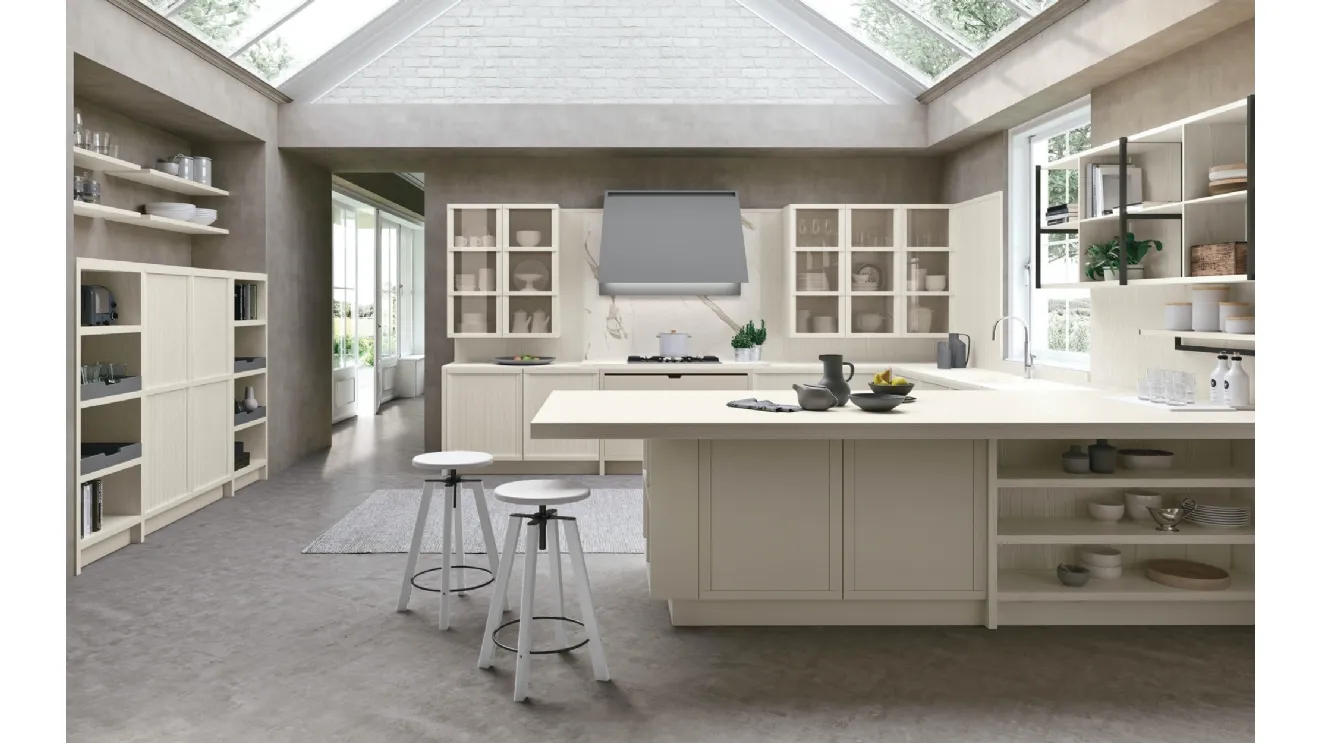 Cucina Classica Tosca v1 in Frassino laccato Beige Angora di Stosa