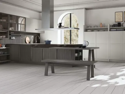 Cucina Classica Tosca v2 in Frassino laccato Grigio Pernice di Stosa