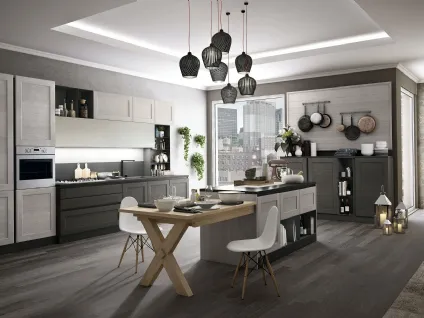 Cucina Classica York v5 in Rovere Calce e Lava di Stosa