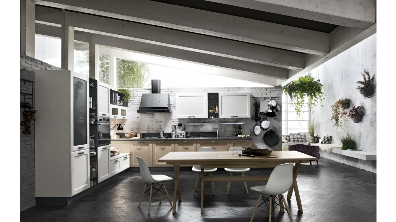 Cucina Classica York v1 in Rovere Bianco Artic e Nordic di Stosa