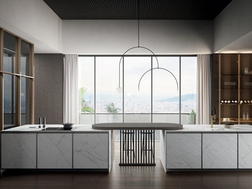 Cucina Moderna con penisola Kronos 01 in laminam di Arredo3