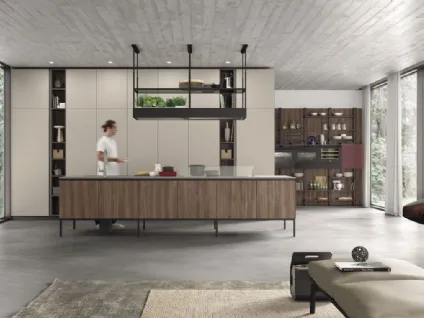Cucina Moderna lineare AL 32 in HPL Noce Savoia di Arrex