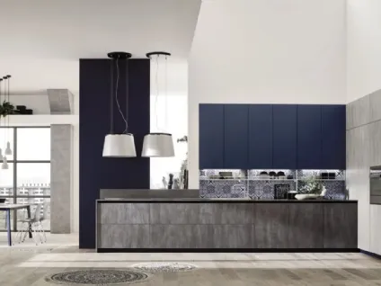 Cucina Loft Soft Blu e Cemento di Arrex