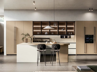 Cucina Moderna con isola Asia 01 in laccato e legno di Arredo3