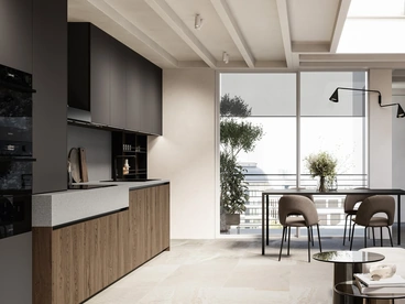 Cucina Moderna lineare Asia 03 in rovere e laccato di Arredo3