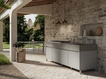 Cucina Moderna outdoor Aura 03 in alluminio e marmo di Arredo3