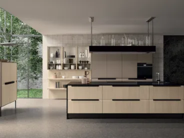 Cucina Moderna con isola in legno di rovere Chantal di Febal