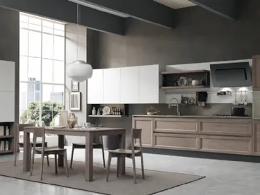 Cucina Moderna lineare in legno e laccato bianco Class Line 04 di Febal