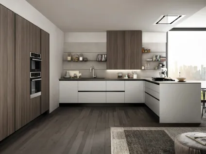 Cucina Moderna in laccato e laminato con penisola Cloe 06 di Arredo3