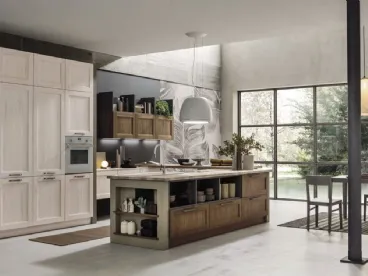 Cucina Moderna con isola Eva in legno Tinta Vintage di Arrex