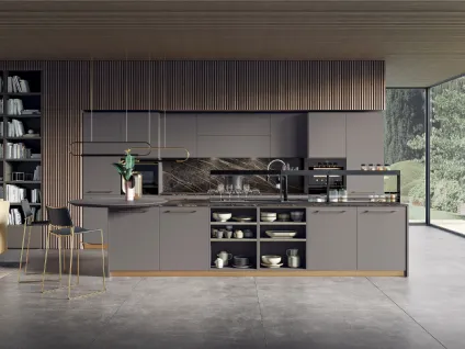 Cucina Moderna con isola in  laccato opaco Modula 01 di Febal