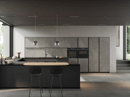 Cucina Moderna con penisola Glass 04 di Arredo3