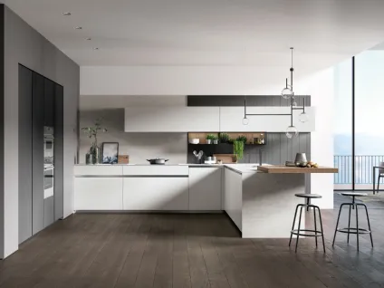 Cucina Moderna con penisola Glass 2|0 01 di Arredo3