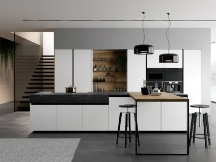 Cucina Moderna Glass 2 0 06 con isola di Arredo3