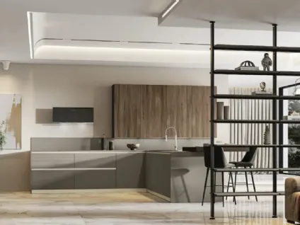 Cucina Moderna con penisola Loft 2|2 09 in Fenix e Noce di Arrex