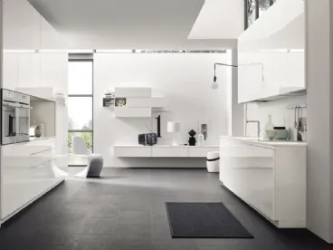 Cucina Moderna lineare Loft Line in laccato Bianco lucido di Arrex