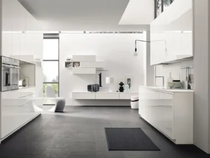 Cucina Moderna lineare Loft Line in laccato Bianco lucido di Arrex
