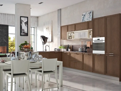 Cucina Moderna con penisola Melograno Composizione PM07 in legno di frassino di Le Fablier