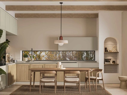 Cucina Moderna angolare Queen Scandinavian in legno e pet di Arrex