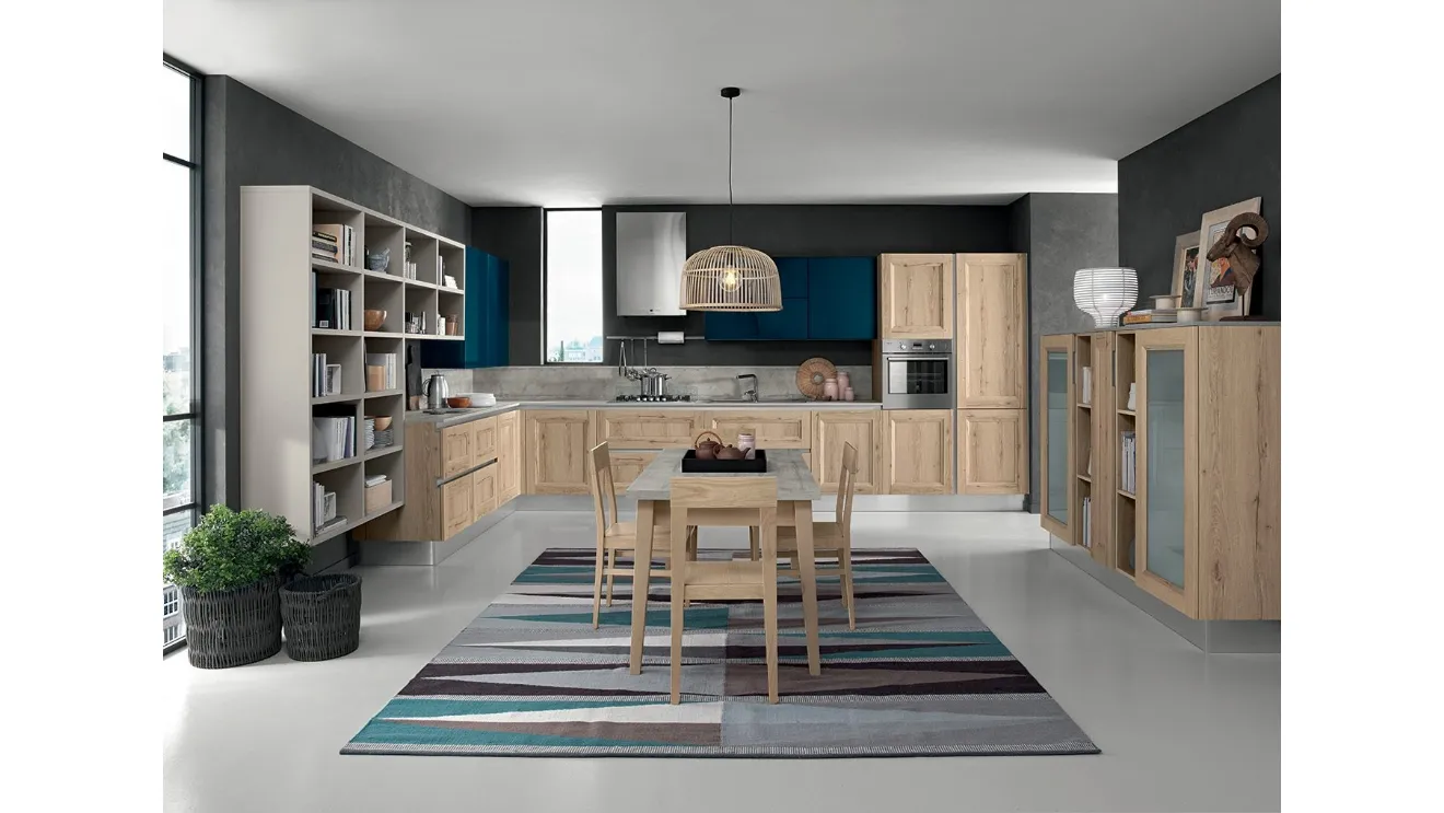 Cucina Moderna angolare Riviera 01 in Rovere naturale di Colombini Casa Artec