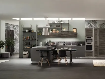 Cucina Moderna Twin 08 Nichel e Okobo Dark di Arrex