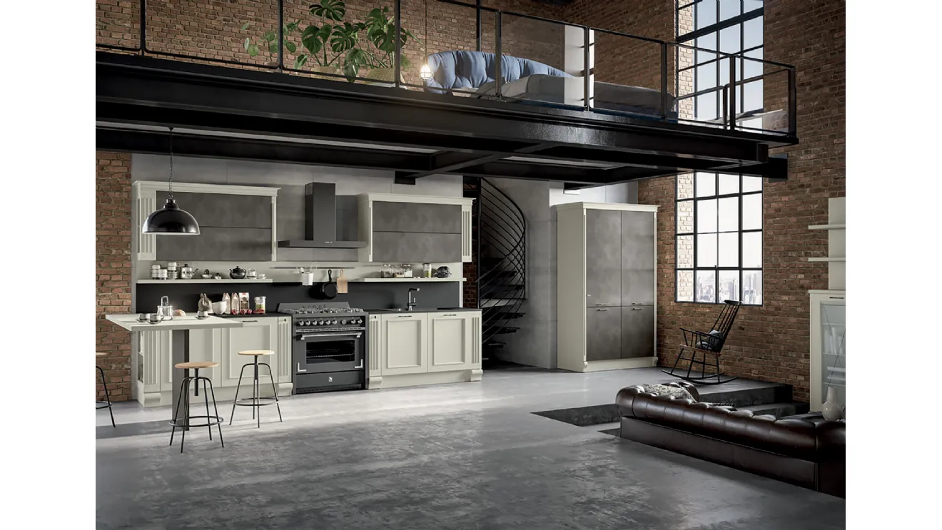 Cucina Shabby Chic lineare in laccato opaco Romantica 01 di Febal