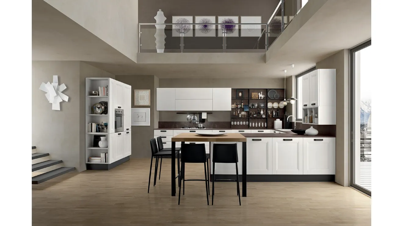 Cucina su misura angolare in larice bianco Memory di Febal