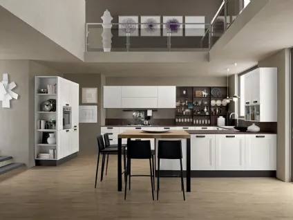 Cucina su misura angolare in larice bianco Memory di Febal