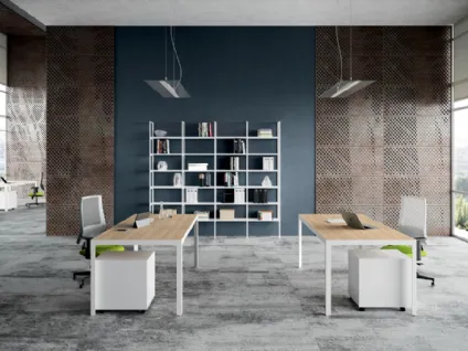 Scrivania Direzionale D1 03 in melaminico effetto legno e struttura in metallo di Colombini Office