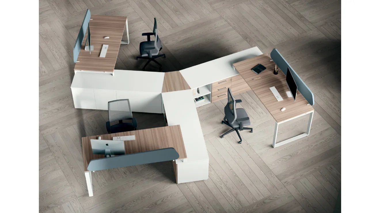 Scrivania Operativa Loft Lightness in melaminico e laccato di Colombini Office