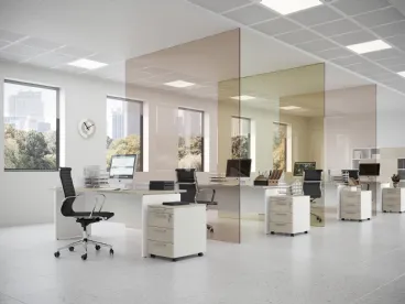 Scrivania Operativa Teko 02 in melaminico e laccato bianco opaco di Colombini Office