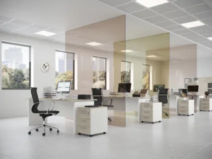 Scrivania Operativa Teko 02 in melaminico e laccato bianco opaco di Colombini Office